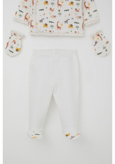 Breeze Erkek Bebek Hastane Çıkışı 5 Li Bebek Hayvanat Bahçesi 0-3 Ay, Ekru Ekru