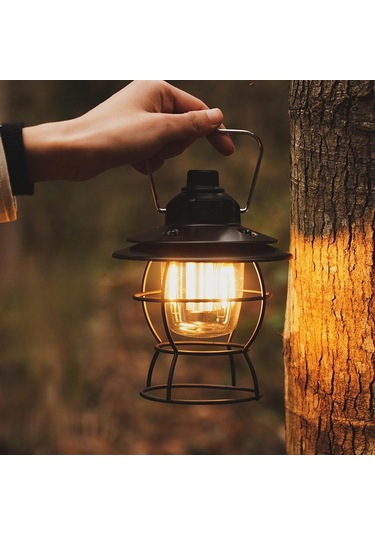 Suntek Led Kamp Feneri Piknik Acil Veranda Için Asılı Aydınlatma Siyah