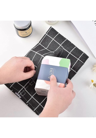 Wabjtam Kumaş Mendil Kutusu Tutucu Dikdörtgen Mendil Kutusu Kapağı Ev Ofis Araba Otomotiv İçin