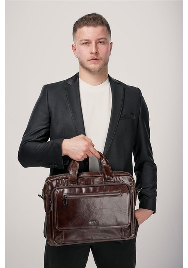 Ççs 71473 Hakiki Deri Evrak Çantası Kahve