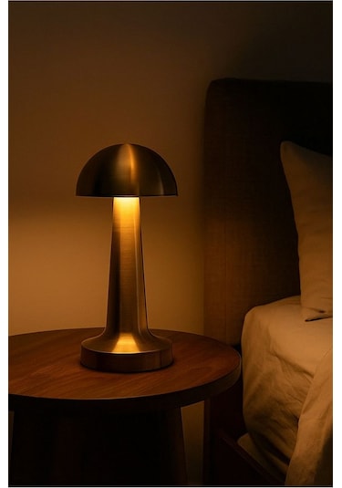 Lizbon 3 Işık Renkli Şarjlı Dim Edilebilir Masa Lambası Gold