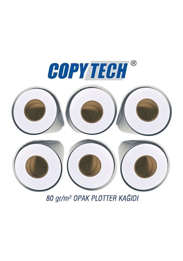 Copytech 1. Kalite Opak Plotter Kağıdı 620mmx50m 80gr/m² 6'lı
