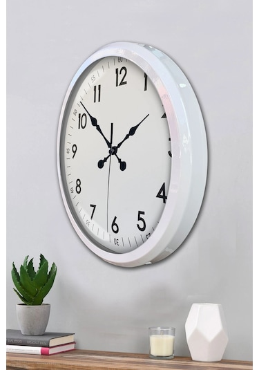 Zentime White Classic 52 Cm Metal Dekoratif Stil Duvar Saati Çok Renkli