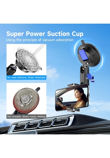 Hallow-vantuz Telefon Montajı Telefon Klipsli Çift 360 Döndürülebilir Gümüş