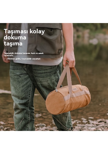 Açık Kamp Aksesuarları Saklama Çantası Çadır Rüzgar Halatı Zemin Tırnak Aracı Saklama Çantası Kamp Taşınabilir Zemin Tırnak Paketi Silindir Çanta Çift Kalınlıkta Kahverengi