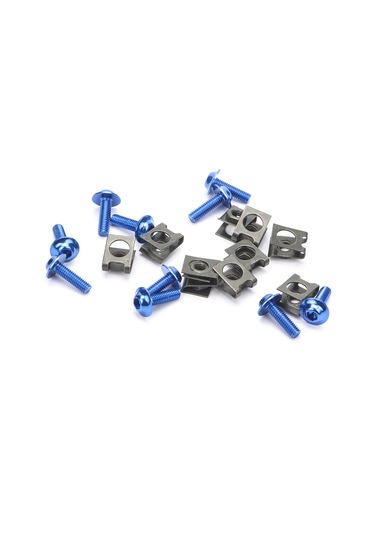 Moveevo M6 Motosiklet Paneel Sabitleme Seti - 10 Adet Alüminyum Somun Ve Hız Klampları - Mavı