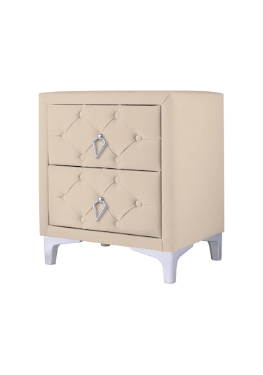 Ruby 2 Çekmeceli Komodin-silver Model Kapitoneli Yatak Odası İki Çekmeceli Komodin&şifonyer Modeli Krem