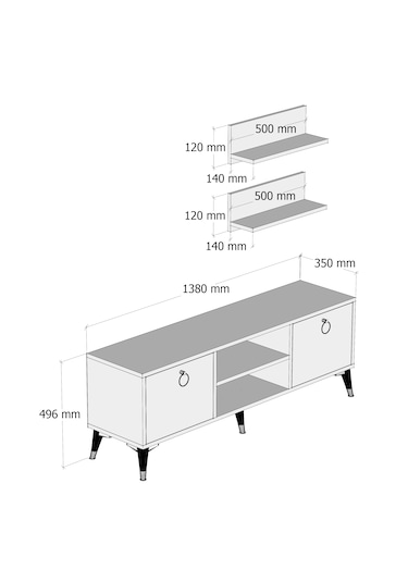 Ferniso Mobilya 138 cm Tv Ünitesi (Raflı) Çam-Mermer Desen