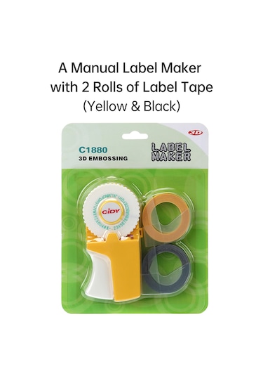 Xindoker C1880 El İşlemli Etiketleyici - 2 Adet 9mm 3m Siyah+sarı Bantlı, Ev/ofis/ Dekorasyon İçin Manuel Basınçlı Bant Yazıcı