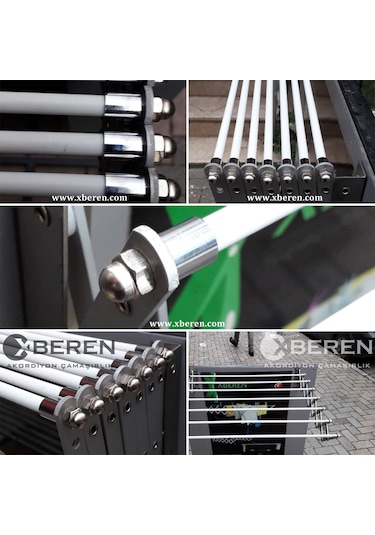 Maxas Xberen Katlanır Akordiyon Çamaşırlık - Ev Içi-Balkon-Otel 80 Cm - 7 Çubuklu-Beyaz