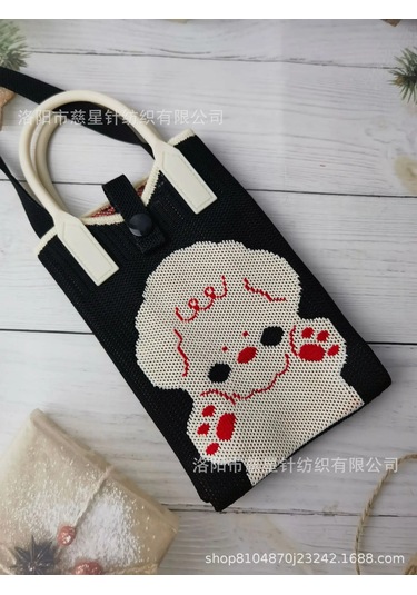 Yaz Sıcak Satış Sezon Örme Küçük Kare Çanta Kaliteli Çanta Crossbody Cep Black Hot Sheep Siyah
