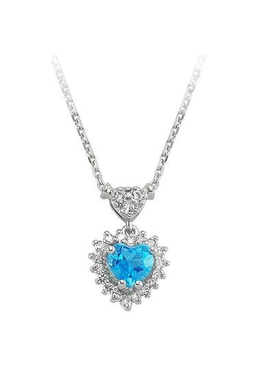 Sirius Pırlanta ve Kalp Mavi Topaz Taşlı Anturaj Kolye 0815P0068