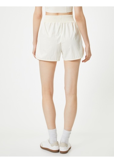Koton Koşu Şortu Paraşüt Kumaş Yüksek Bel Rahat Kalıp Kırık Beyaz 4sak40003nw Ekru