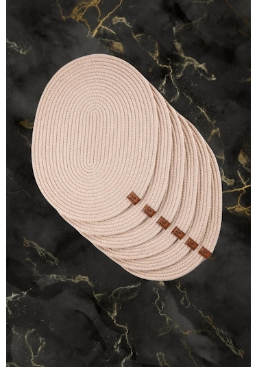 Vos Versa Amerikan Servis Tekli Supla Lux Sunum Tabak Altlığ - Oval Bej Vvhm0037-394 - Bej