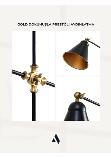 Axis Metal Lambader Minimalist & Ayarlanabilir Gold Siyah