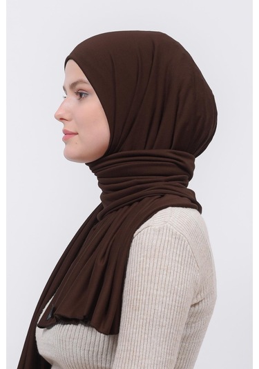 Penye Şal Düz Acı Kahve Tesettür