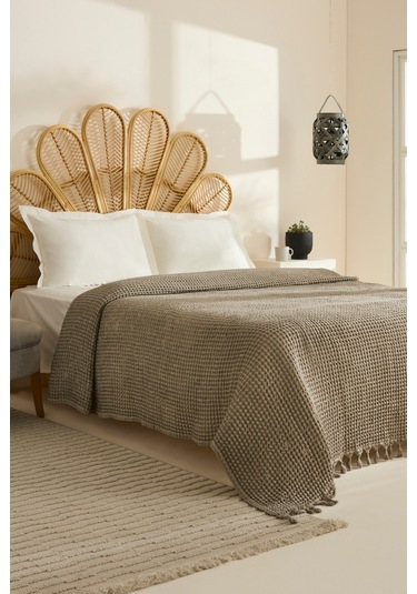 Karaca Home Mady %100 Cotton Waffle Çift Kişilik Tek Pike Taş Taş