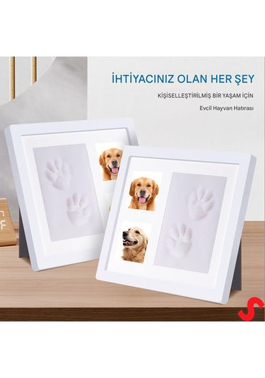 Kedi Köpek Pati İzi Resim Çerçevesi, 27,5cm X 23,5cm