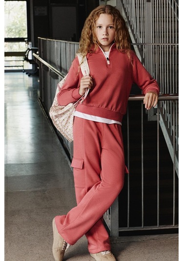 Tommy Life Yaban Gülü Pamuklu İçi Tüylü Yumuşak Dokulu Standart Fit Nakışlı Kız Çocuk Eşofman Takım - 75159 Gül Kurusu