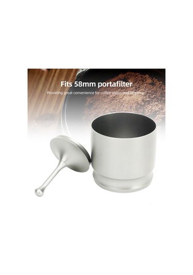 Shineyee 58mm Gümüş 304 Paslanmaz Çelik Kahve Tozu Toplayıcı Seti - Kapağlı, Bölünebilir, Filtre Kahve Makinesi İle Uyumlu, Profesyonel Toz Dağıtım Aracı Gümüş