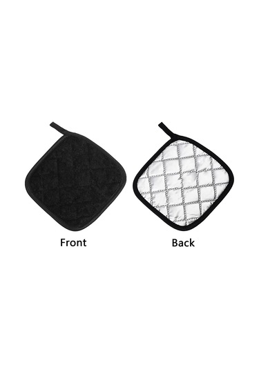 7 Parça Siyah Pamuklu Tencere Altlığı Mutfak Fırın Eldiveni, Yıkanabilir Siyah