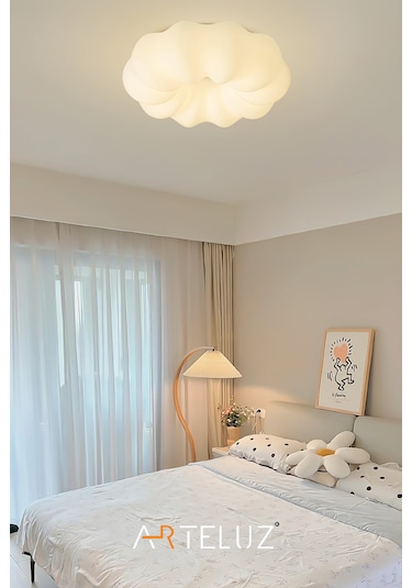 Luxury Bulut Model Modern Plafonyer Avize 45 Cm Beyaz