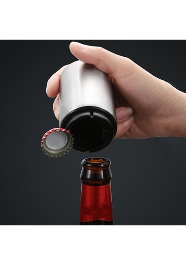 Paslanmaz Çelik Bira Şişe Açacağı Basın Tipi Ağır Otomatik Meyve Suyu İçecek İçecek Şişe Kapağı Sökücü Açma Aracı Mutfak Bar Alet Gümüş