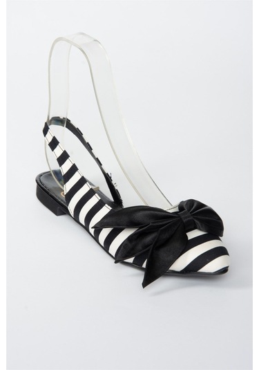 Fox Shoes Siyah/beyaz Kumaş Kadın Babet H726809004 Siyah/beyaz Siyah - Beyaz