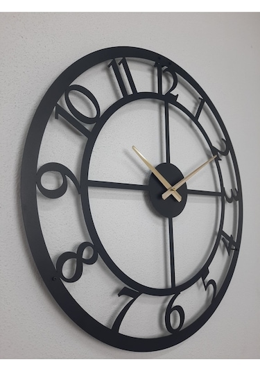 Rakamlı Metal Siyah Duvar Saati 1,5 Mm Kalınlık 60 X 60 Cm Siyah