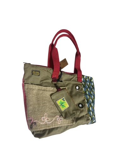 Vintage Salaş Çok Renkli Orta Boy Günlük Seyahat Gezi Omuz Çantası 36cmx34cm Kırmızı