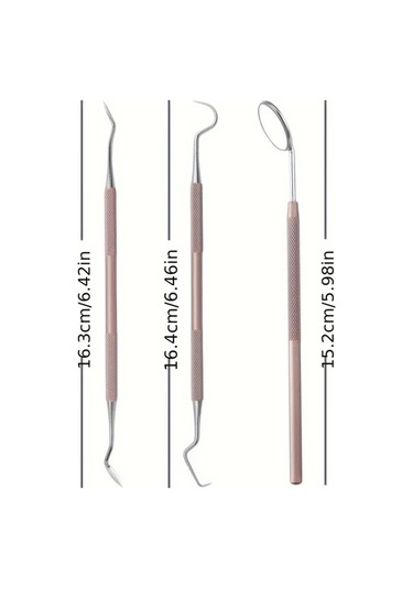 Willowhaven Şampanya 3lü Diş Temizleme Seti - Diş Arası Fırçası Dil Temizleyici Ve Masaj Aleti