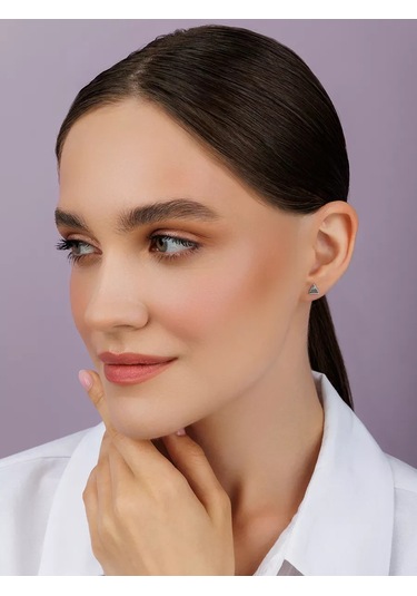 Veronika 925 Ayar Gümüş Düz Üçgen Pırlanta Küpeler 34832793 Diğer