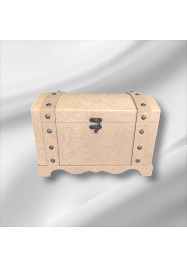 Ahşap Boyanabilir Takı-makyaj-aksesuar- Dekoratif Klipsli Orta Boy Çok Amaçlı Sandık Kutu