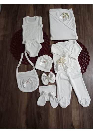 Petite Ponponbaby 10 Lu Hastane Çıkışı Setikraliçe Taçlı Gold Beyaz