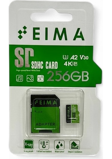 Microsd Kart 256gb A2 V30 4k Uhd, Adaptörlü Hafıza Kartı Yüksek Hızlı