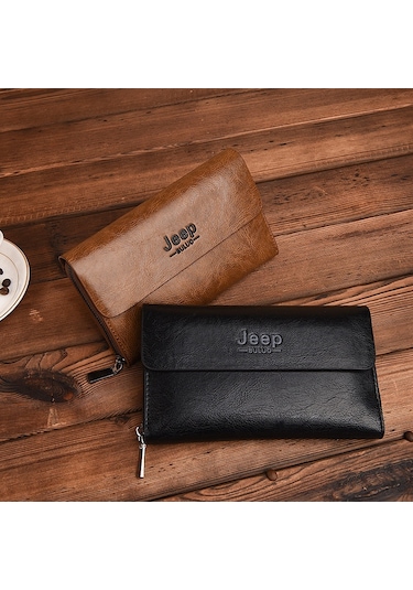 Jeep Pu Büyük Kapasiteli Erkek Deri El Çantası Cüzdan 001