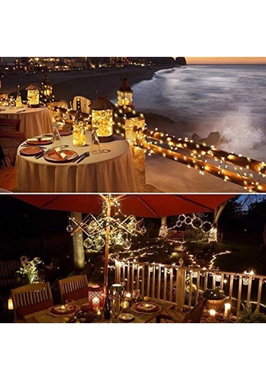 Hombey 10m 100 Led Bakır Tel Işıklı Zincir, 8 Modlu Usb Beslemeli, Islak Ortam Uygun, Kumral Beyaz Işık, Kumanda Kontrollü Ev Dekorasyon Aydınlatması Pil Yok Çok Renkli