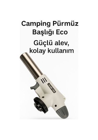 Merttools Camping Pürmüz Başlığı Eco Güçlü Alev, Kolay Kullanım Beyaz