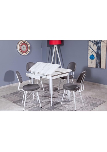 Kare Kartal Masa, Beyaz, 80x70 Diğer