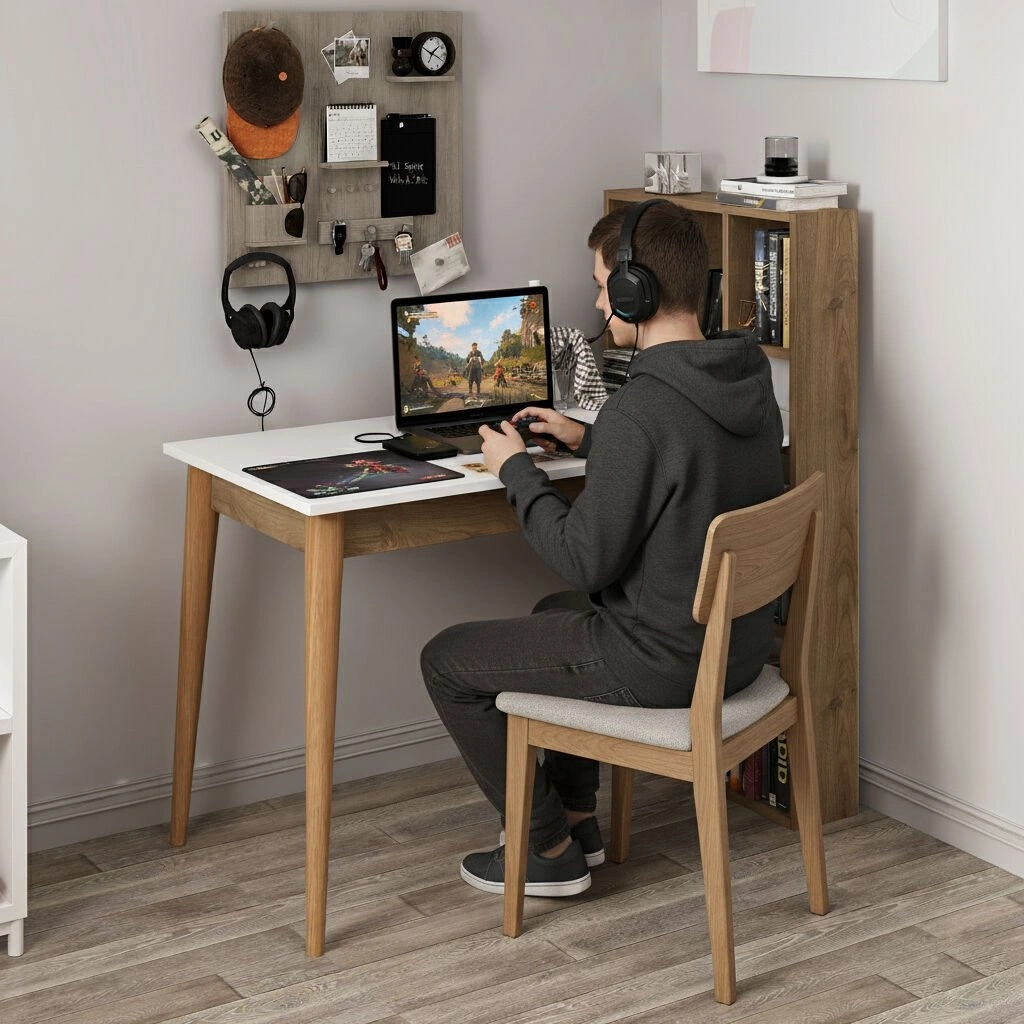 Calvia Çalışma Masası - Beyaz/rahle Çok Renkli