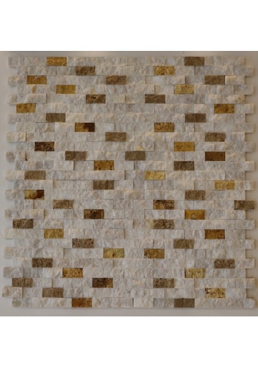 3 Mix Traverten Patlatma Mermer Tv Ünitesi Arkası Kaplama Taşı