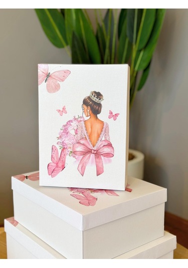 Gelin Kelebek Model Çeyiz Kutusu-3 Lü -gelin Kutusu-gelin Bohça Kutusu-gelin Hediye Kutusu