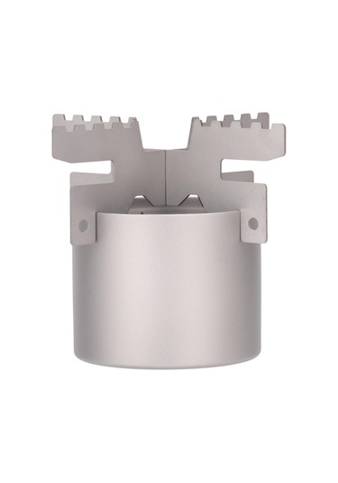 Yuntech01 Titanyum Alkol Ocağı 100ml + Taşıma Ayağı, 0.5mm Kalınlık, 74.5g Ağırlık, 5kg Yük Kapasitesi Gümüş