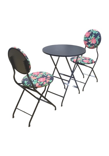 Katlanabilir Nar Desenli Metal Masa Ve Sandalye Takımı - 2 Sanda