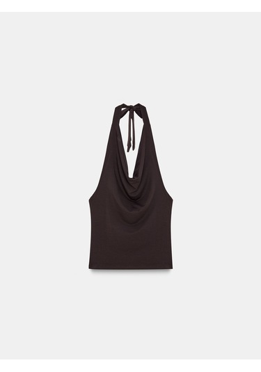 Dilvin 32973 Degaje Yaka Top-koyu Kahve