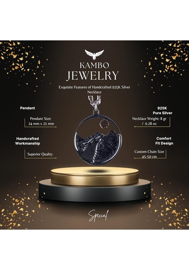 925 Ayar Gümüş Uluyan Kurt Kolye, Dağ Ve Ay Tasarımı, Hayvan Severler İçin Doğa İlhamlı Takı Gümüş