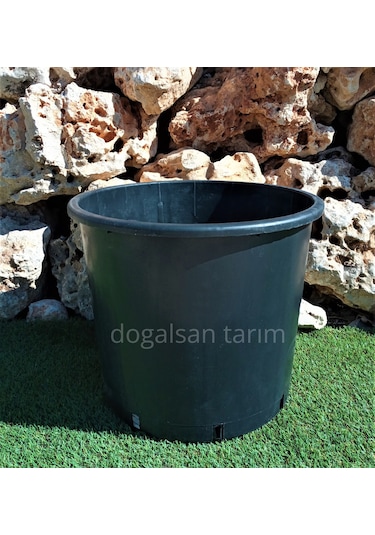 3 Adet 45 Lt Siyah Yuvarlak Üretim Saksı Fide Saksı Çiçek Saksı