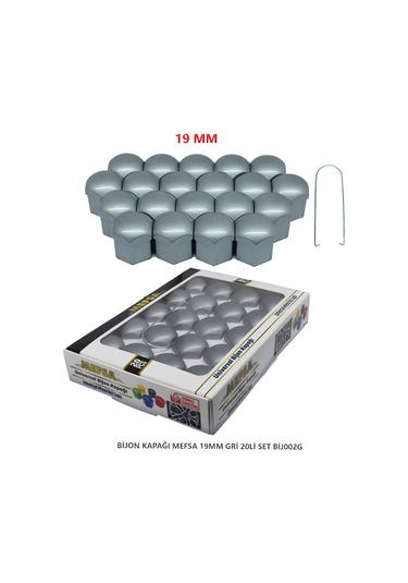 Bijon Kapağı Düz 19 Mm Gri 20 Li Set