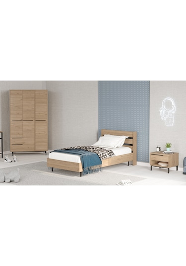 Robin Home Lidya Genç Odası Takımı 3'lü Set Sepet Kahverengi