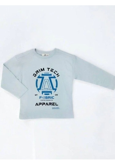 Çikoby Erkek Çocuk Grim Tech Yazılı İnce Uzun Kollu Pamuklu Tshirt-14867 Gri